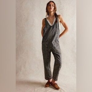 We The Free People High Roller Denim Jumpsuit Onesie Hot Shot Overalls | Size XL